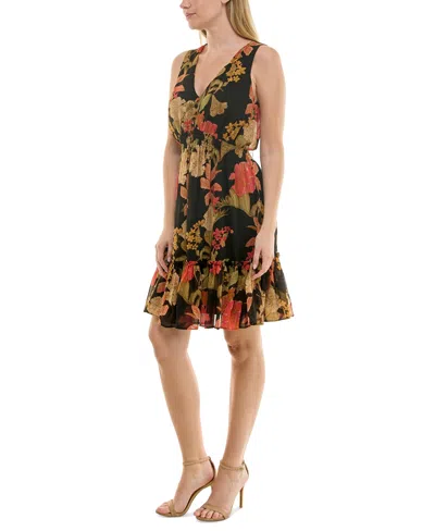 Taylor Women's V-neck Chiffon Fit & Flare Dress In Multi