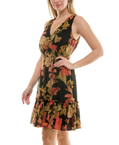 Taylor Women's V-neck Chiffon Fit & Flare Dress In Multi