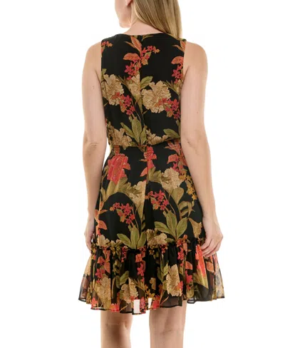 Taylor Women's V-neck Chiffon Fit & Flare Dress In Multi