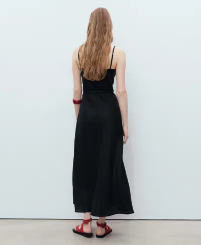 Mango Bow Linen Sundress In Black