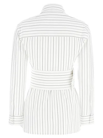 Burberry Striped Cotton Shirt With Removable Belt In White