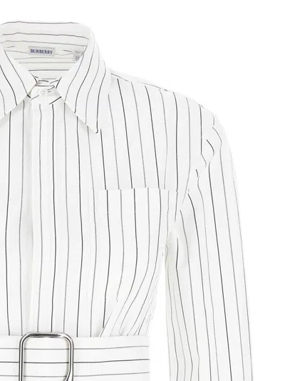 Burberry Striped Cotton Shirt With Removable Belt In White
