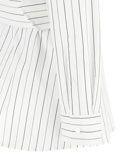 Burberry Striped Cotton Shirt With Removable Belt In White