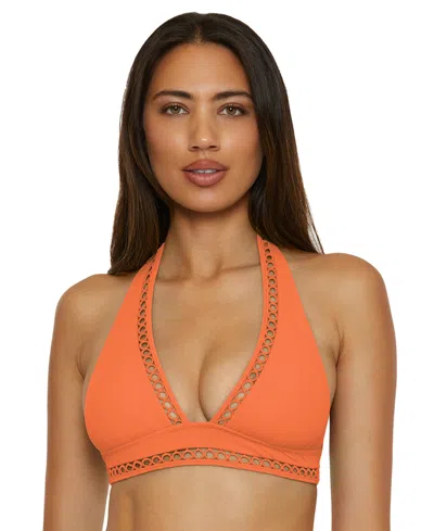 Becca Modern Edge Halter Bikini Top In Orange