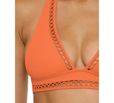 Becca Modern Edge Halter Bikini Top In Orange