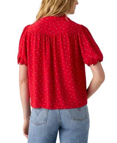 Levi's Women's Lea Printed Puff-sleeve Slim-fit Blouse
