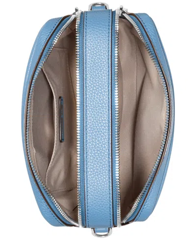Michael Kors Michael  Bryant Medium Leather Double Zip Chain Camera Crossbody In Blue
