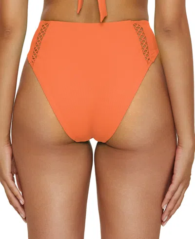 Becca Women's Modern Edge Rib High-waist Bikini Bottoms In Orange