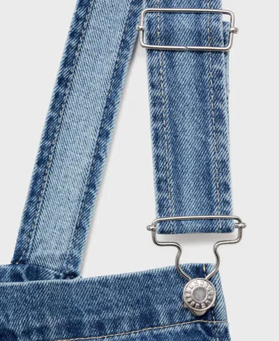 Mango Straight Denim Dungarees Medium Blue In Blue