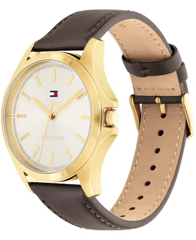 Tommy Hilfiger Men's Quartz Dark Brown Leather Strap Watch, 42mm
