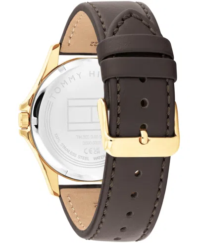 Tommy Hilfiger Men's Quartz Dark Brown Leather Strap Watch, 42mm