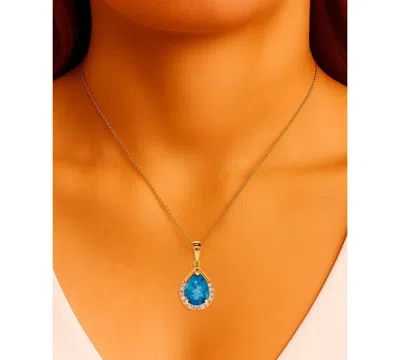 Macy's Gemstone & Diamond (1/10 Ct. T.w.) Pear-shaped 17" Pendant Necklace In 14k Yellow Gold