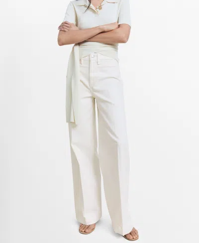 Mango Women's High-rise Wide Leg Jeans In White