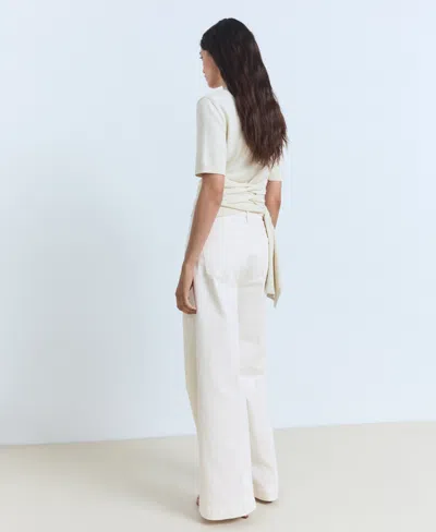Mango Women's High-rise Wide Leg Jeans In White