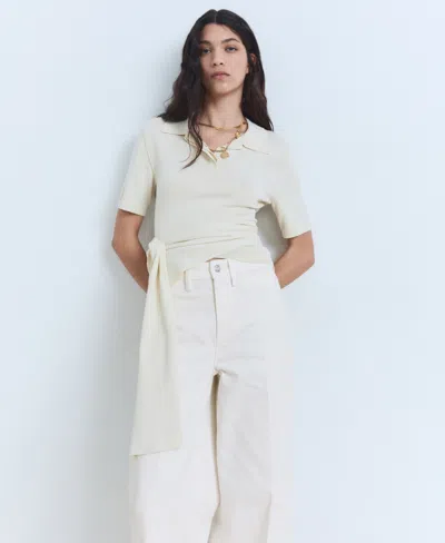 Mango Women's High-rise Wide Leg Jeans In White