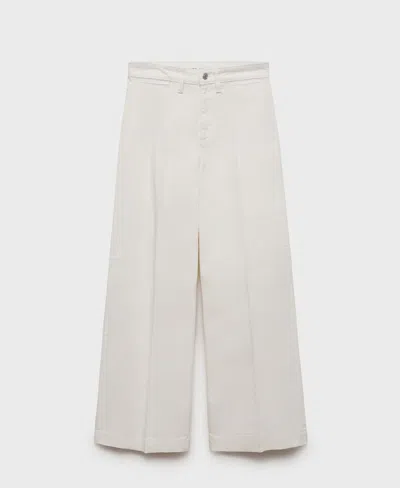 Mango Women's High-rise Wide Leg Jeans In White
