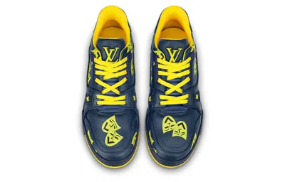 Pre-owned Louis Vuitton Trainer Sneakers 'blue With Yellow'