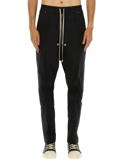Rick Owens Bela Drawstring Button Trousers In Black