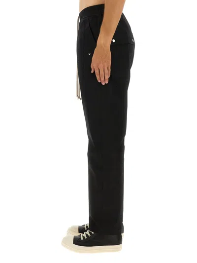 Rick Owens Bela Drawstring Button Trousers In Black