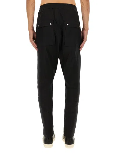 Rick Owens Bela Drawstring Button Trousers In Black