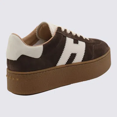 Hogan Suede Platform Sole Sneakers In Brown