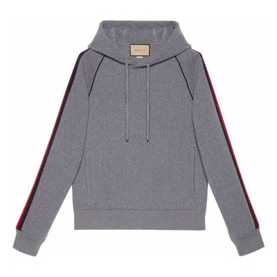 Gucci Hooded Sweatshirt With Web 'grey' In Gray