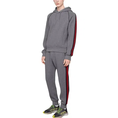 Gucci Hooded Sweatshirt With Web 'grey' In Gray