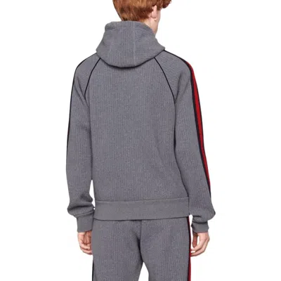 Gucci Hooded Sweatshirt With Web 'grey' In Gray