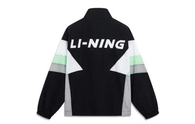 Li-ning Graphic Color Block Jacket 'black White Green' In Multi