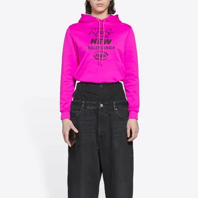 Balenciaga (wmns)  Fw21 Micro Mark Logo Drawstring Long Sleeves Hoodie Pink
