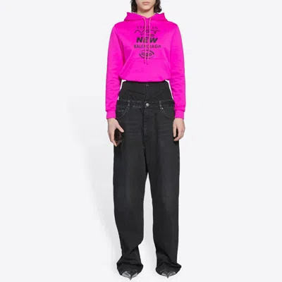 Balenciaga (wmns)  Fw21 Micro Mark Logo Drawstring Long Sleeves Hoodie Pink