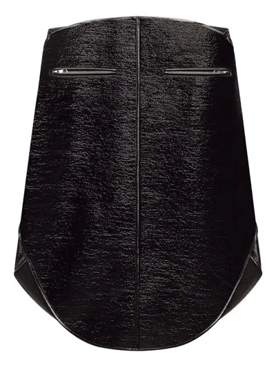 Courrèges Black High-waisted Skirt With Glossy Effect