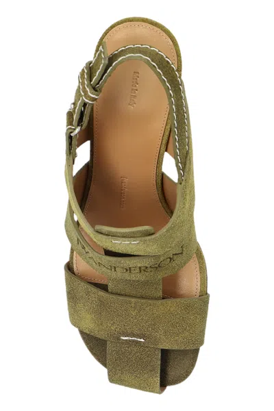 Jw Anderson Round Toe High Heel Sandals In Green