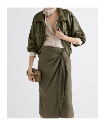 Marella Coated Jersey Blouson Jacket In Green