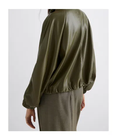 Marella Coated Jersey Blouson Jacket In Green