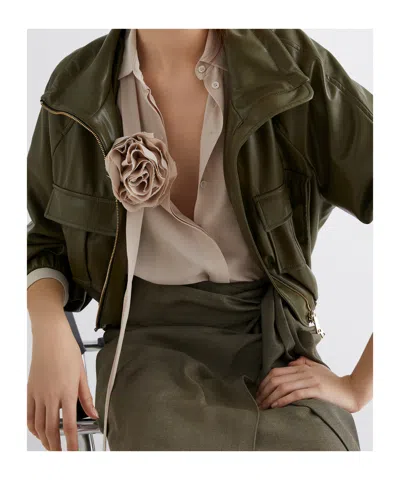 Marella Coated Jersey Blouson Jacket In Green