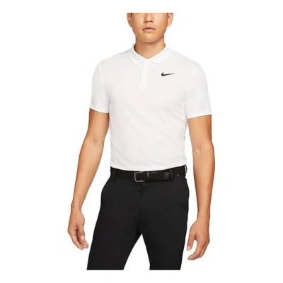 Nike Casual Breathable Solid Color Golf Short Sleeve Polo Shirt White