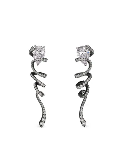 Anabela Chan 14k White Gold Diamond Black Rhodium Twirl Earrings In Metallic