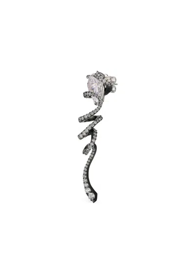 Anabela Chan 14k White Gold Diamond Black Rhodium Twirl Earrings In Metallic