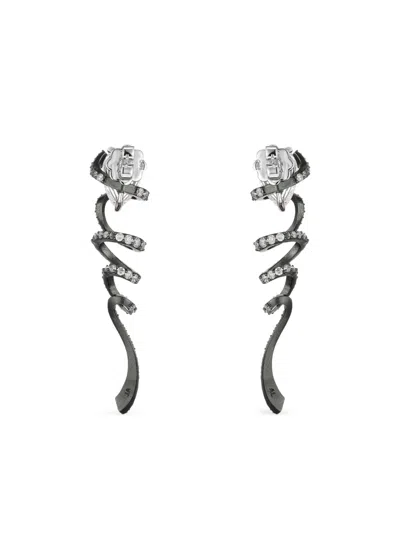 Anabela Chan 14k White Gold Diamond Black Rhodium Twirl Earrings In Metallic