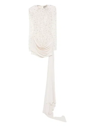Nissa Sequin-embellished Lace Mini Dress In White