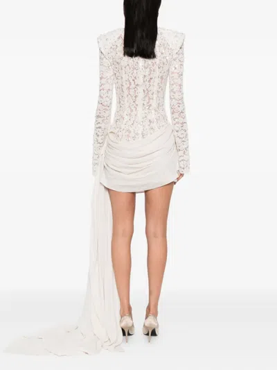 Nissa Sequin-embellished Lace Mini Dress In White