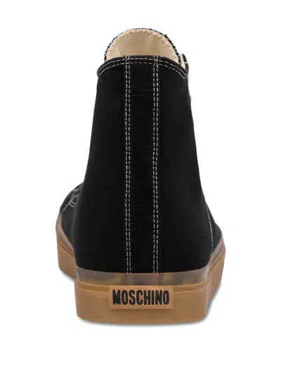Moschino Canvas Lace-up Sneakers In Black