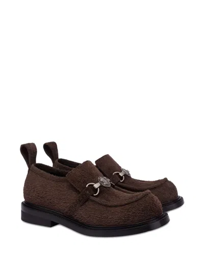 Moschino Calf-hair Slip-on Loafers In Brown
