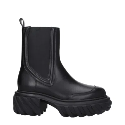 Off-white Black Leather Ankle