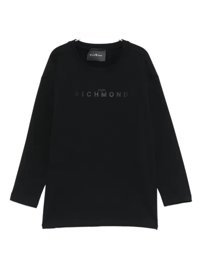 John Richmond Junior Logo-print Long-sleeve T-shirt In Black