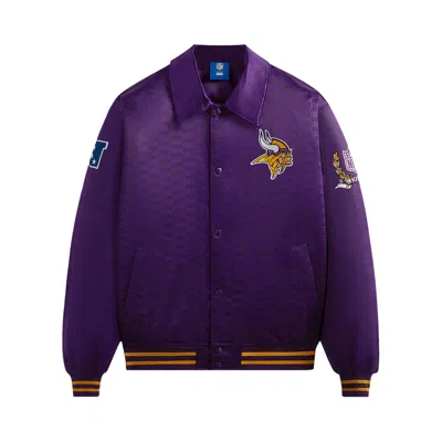 Pre-owned Kith For The Nfl: Vikings Satin Bomber Jacket 'cover' | Purple | Men's Size S