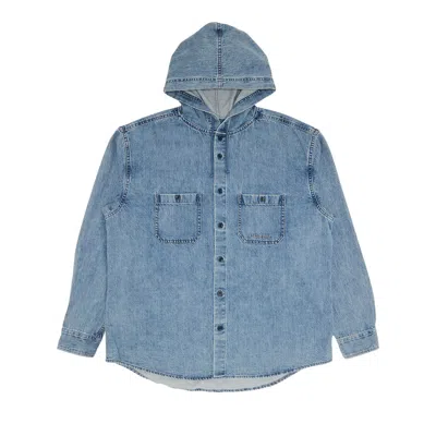 Pre-owned Supreme Hooded Denim Shirt 'washed Indigo' | Blue | Men's Size Xl
