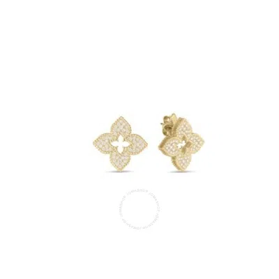 Roberto Coin 18k Yellow Gold Venetian Princess Pave Diamond Medium Flower Stud Earrings - 7773266aye