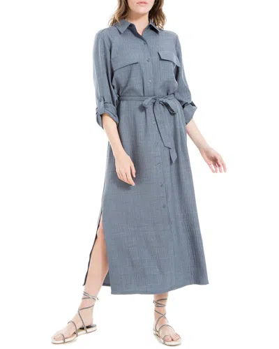 Max Studio Maxi Shirt Dress In Gray